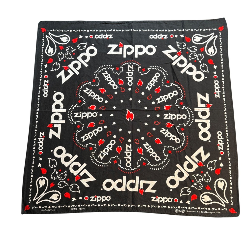 Zippo Black Red‎ Paisley Logo Cotton Bandana Zan Headgear USA